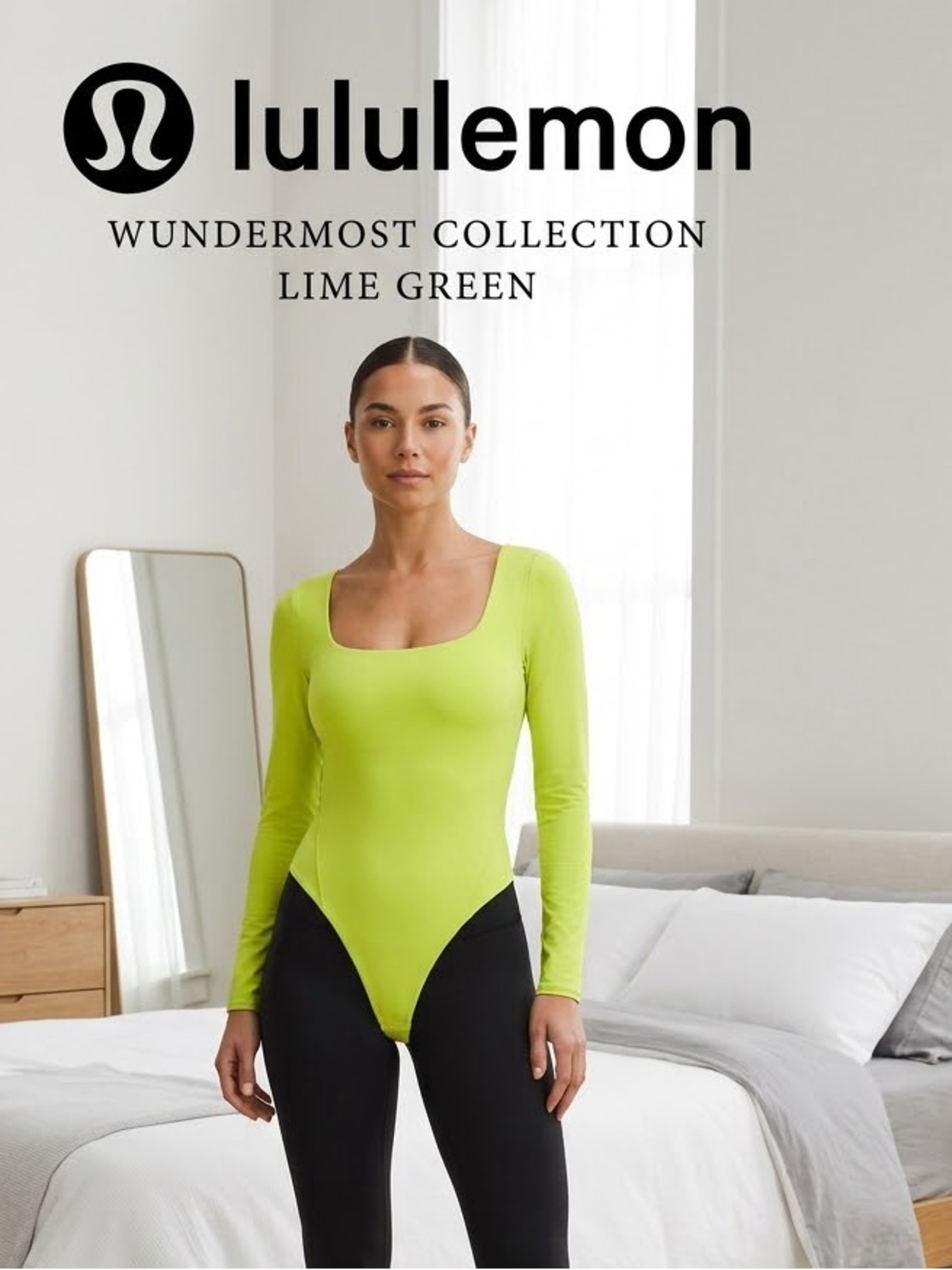 NWT lululemon athletica Lime Green Long Sleeve Square Neck Bodysuit